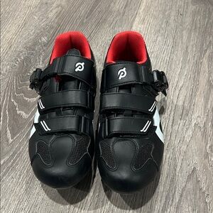 Peloton Black Cycling Shoes with Red Interior